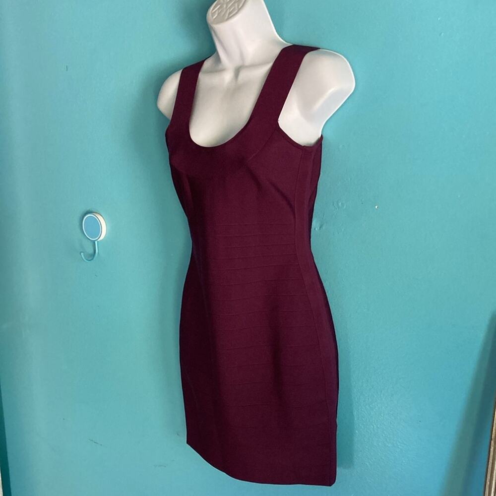 Marciano Purple Bandage Dress Womens Size M Fitted Mini Sleeveless Rear Zipper